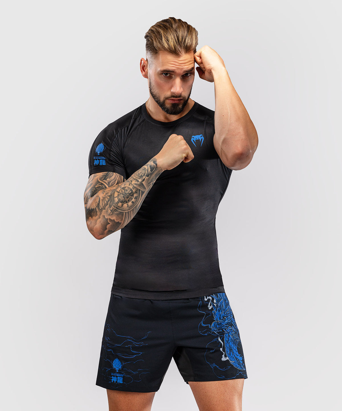 Venum Thunder Dragon Rashguard Manga Corta – Negro/Azul Real