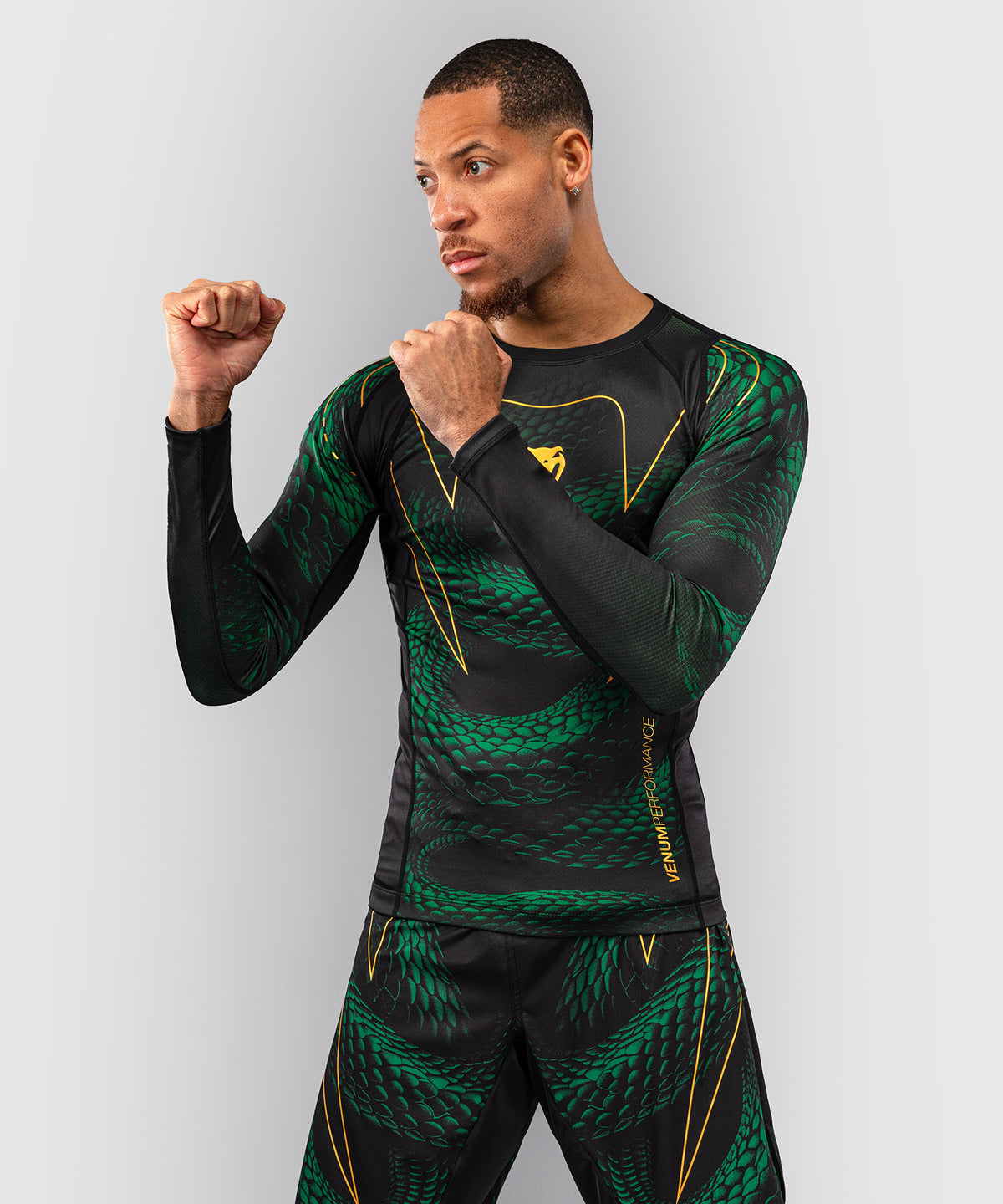 Venum Matupa Langarm Rashguard - Schwarz/Grün/Gold