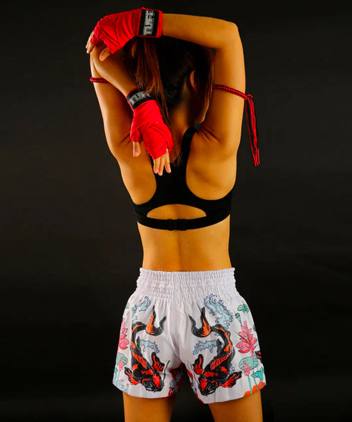 Tuff Japanese Koi Fish Muay Thai Shorts - Weiß