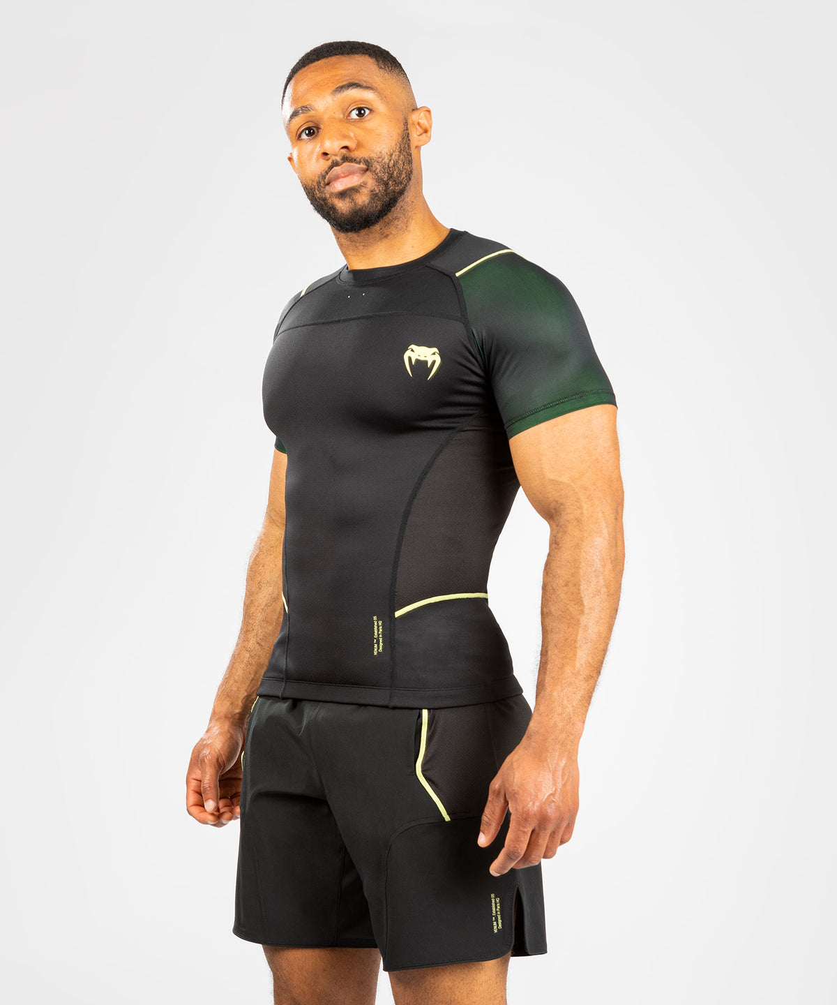 Rashguard Hommes - Manches courtes Venum Fusion 2.0 - Noir/Jaune