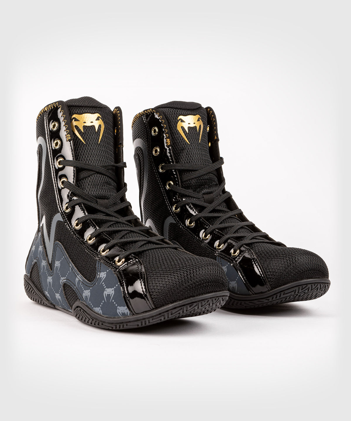 Venum Elite Evo Monogram Boxing Shoes - Black/Navy Blue