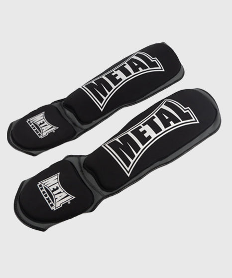 Protège-Tibias Et Pieds Metal Boxe Neoprene - Noir