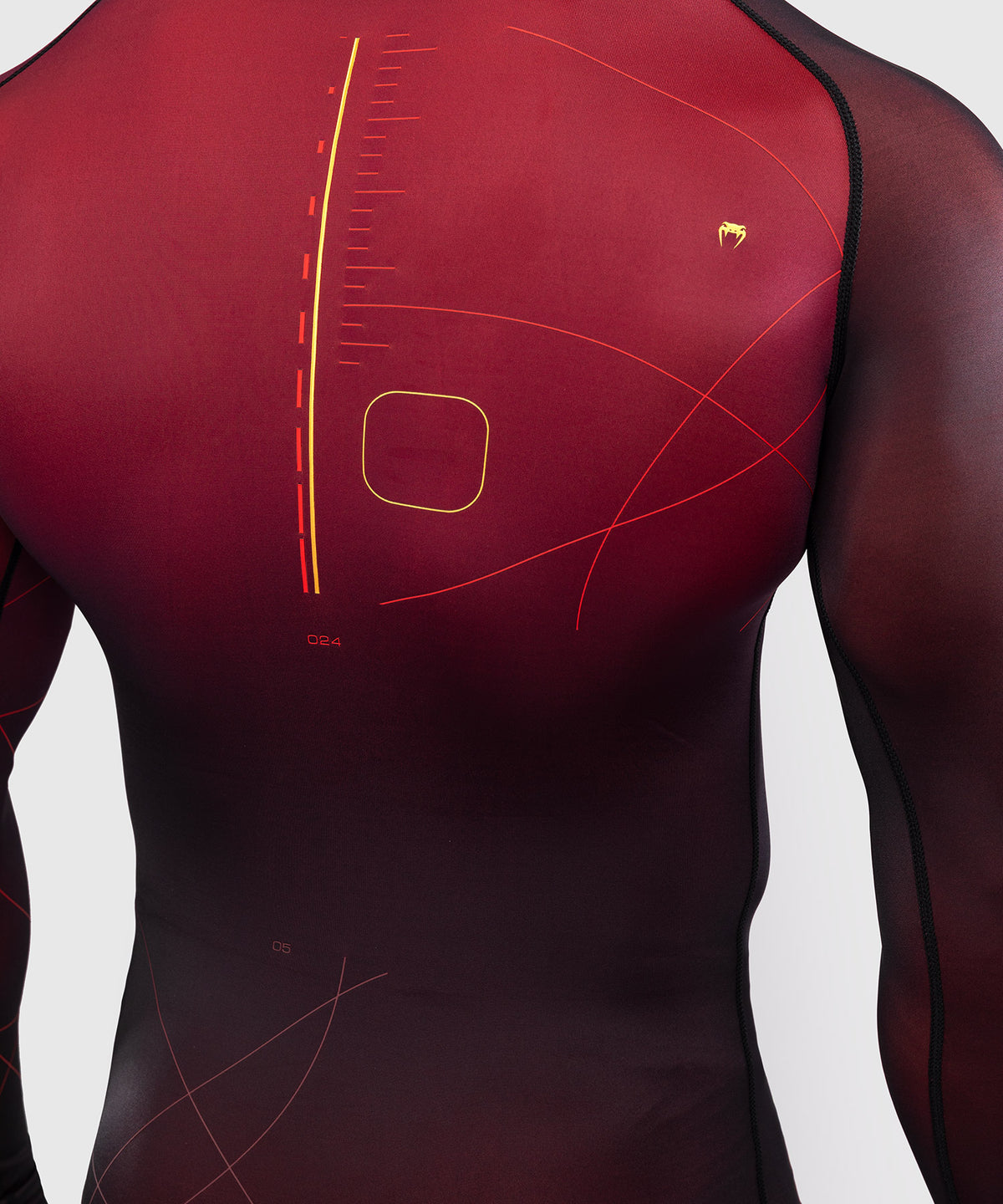 Venum Tactical XT Herren Langarm Rashguard - Schwarz/Burgund/Gold