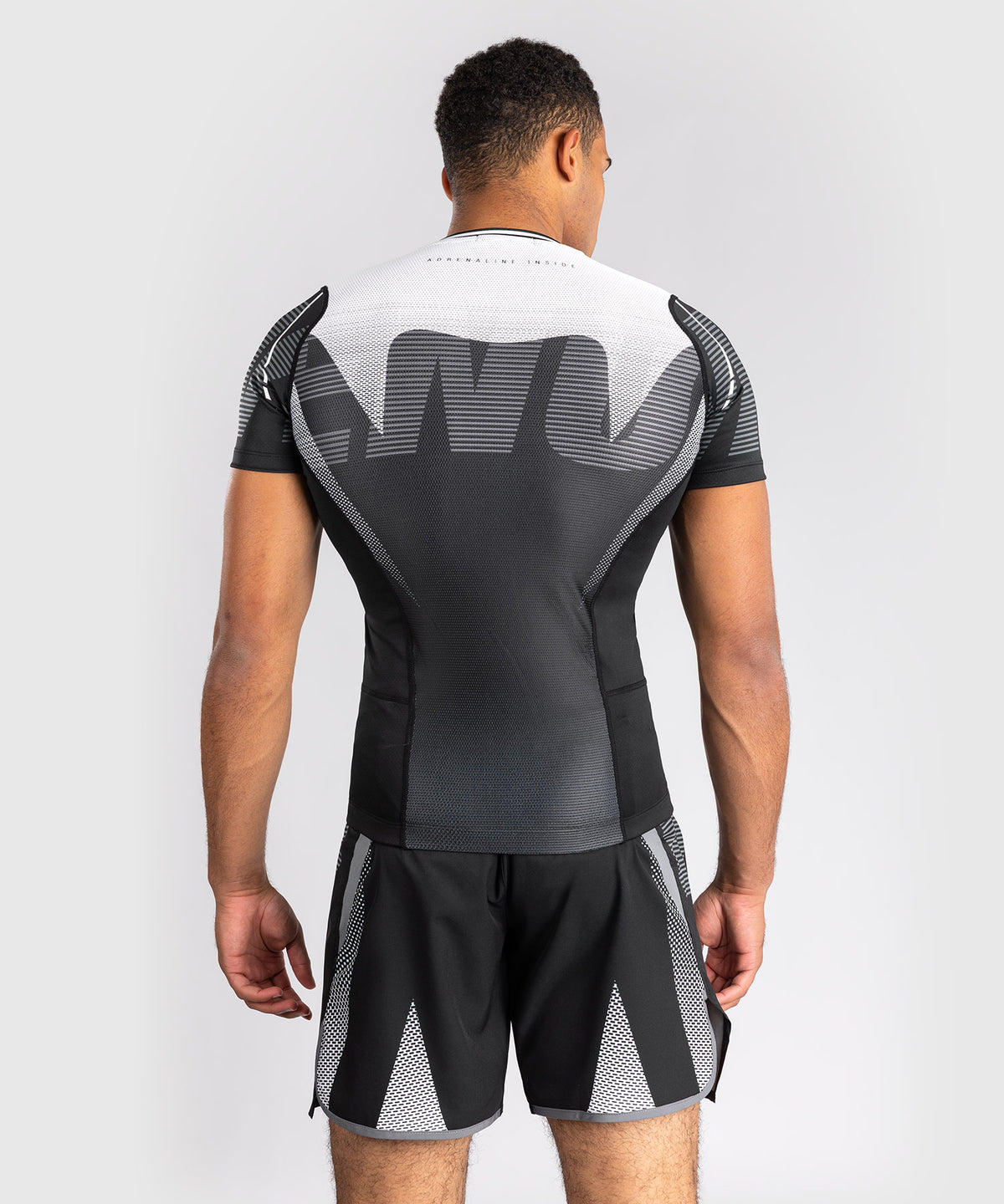 Venum Adrenaline Short Sleeve Rashguard - Black/Silver Grey