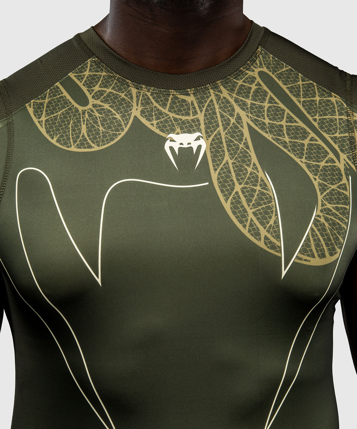 Rashguard Sans Manches Venum Serpenti – Kaki/Bronze/Ivoire