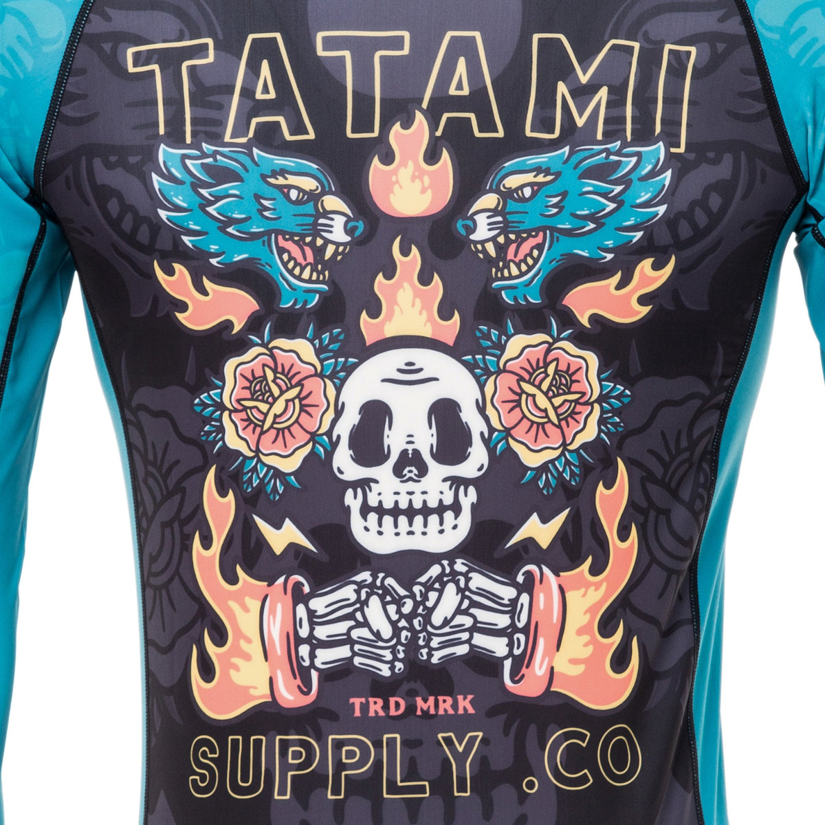 T-shirt de Compression Recyclé Eco Tech Tatami Fightwear Día de Los Muertos - Manches Longues - Noir/Bleu