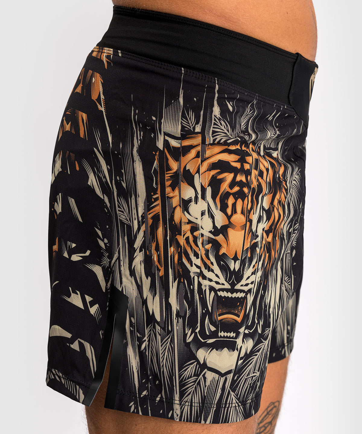 Venum Tiger Pantalones de Lucha para Hombre - Negro/Naranja Neón