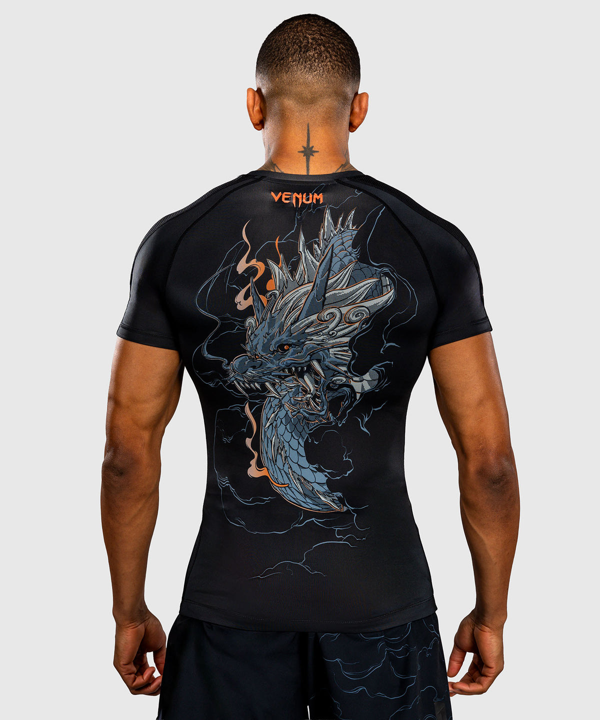 Venum Thunder Dragon Kurzarm Rashguard  – Schwarz/Grau/Kupfer