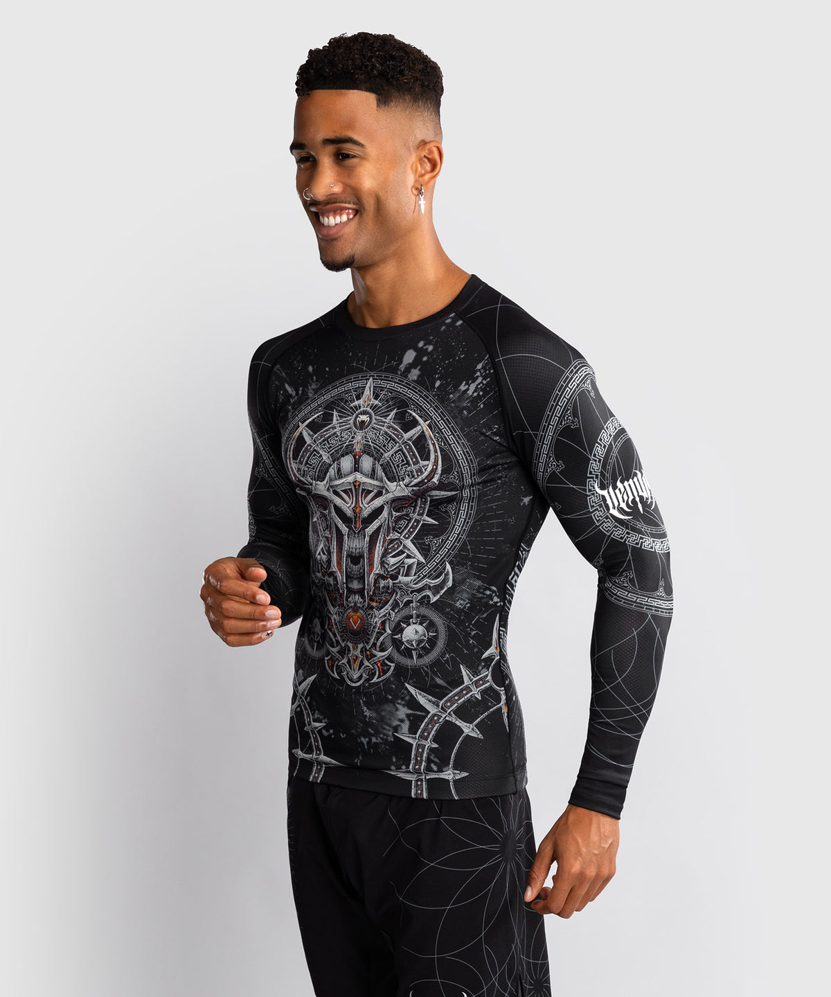 Rashguard à Manches Longues pour Hommes Venum Gladiator 5.0 - Noir/Argent