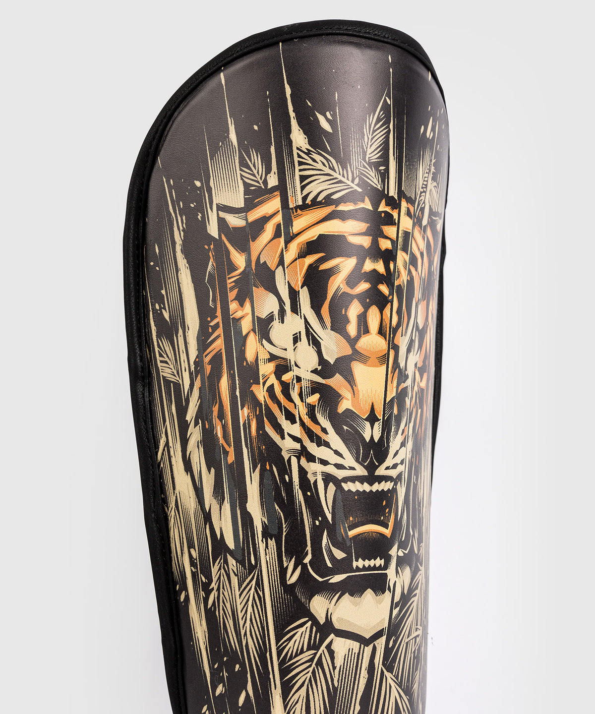 Venum Tiger Kids Shin Guards - Black/Neon Orang