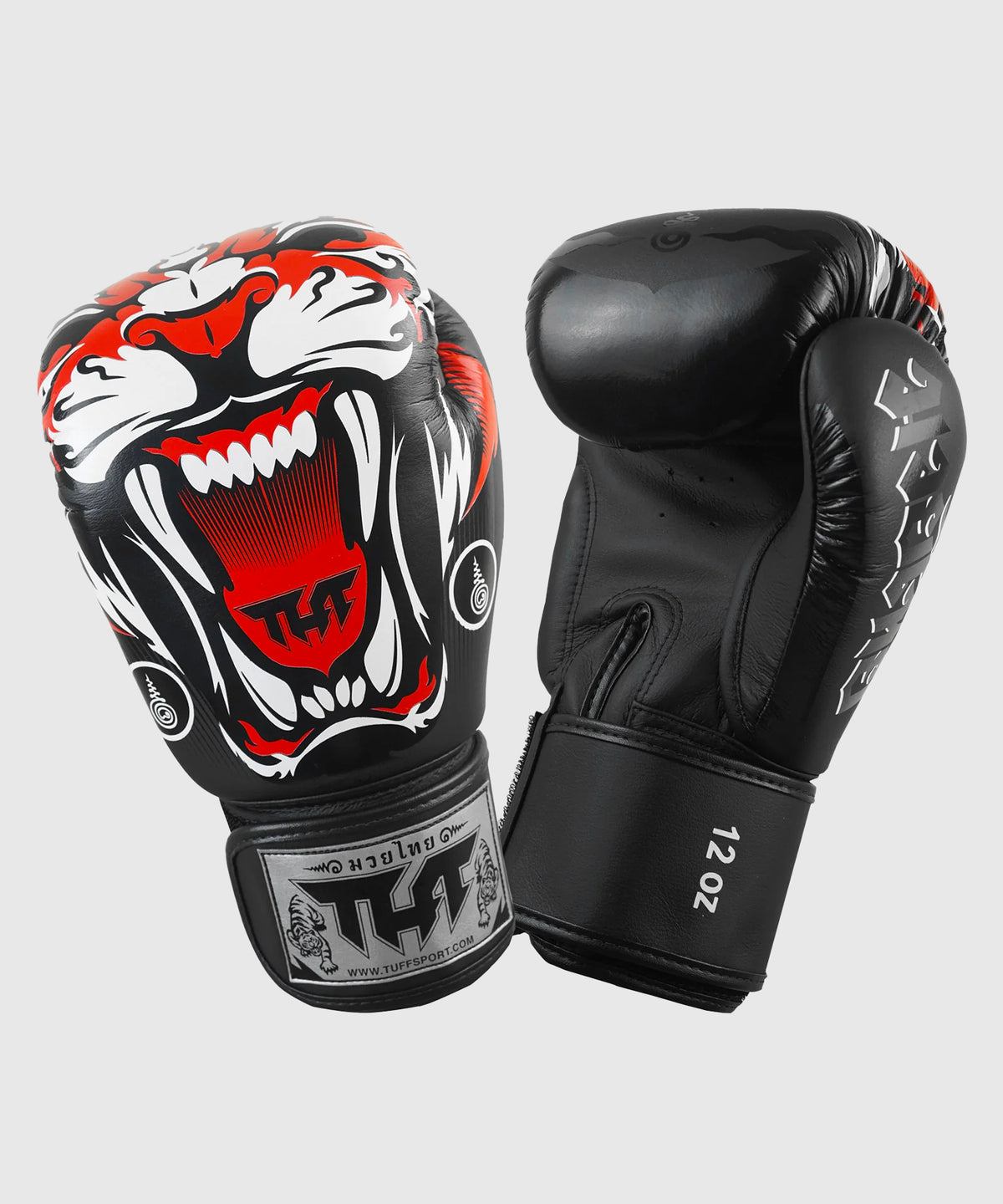 Tuff Tiger Guantes de Muay Thai de Cuero - Negro
