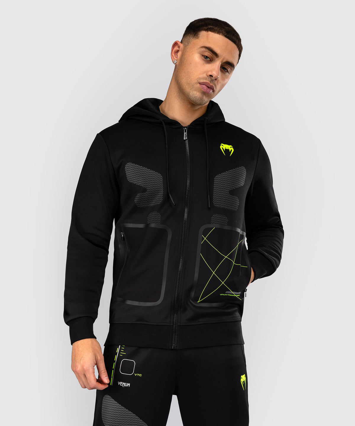 Venum Training Camp 4.0 Full Zip Hoodie - Black/Neon Green