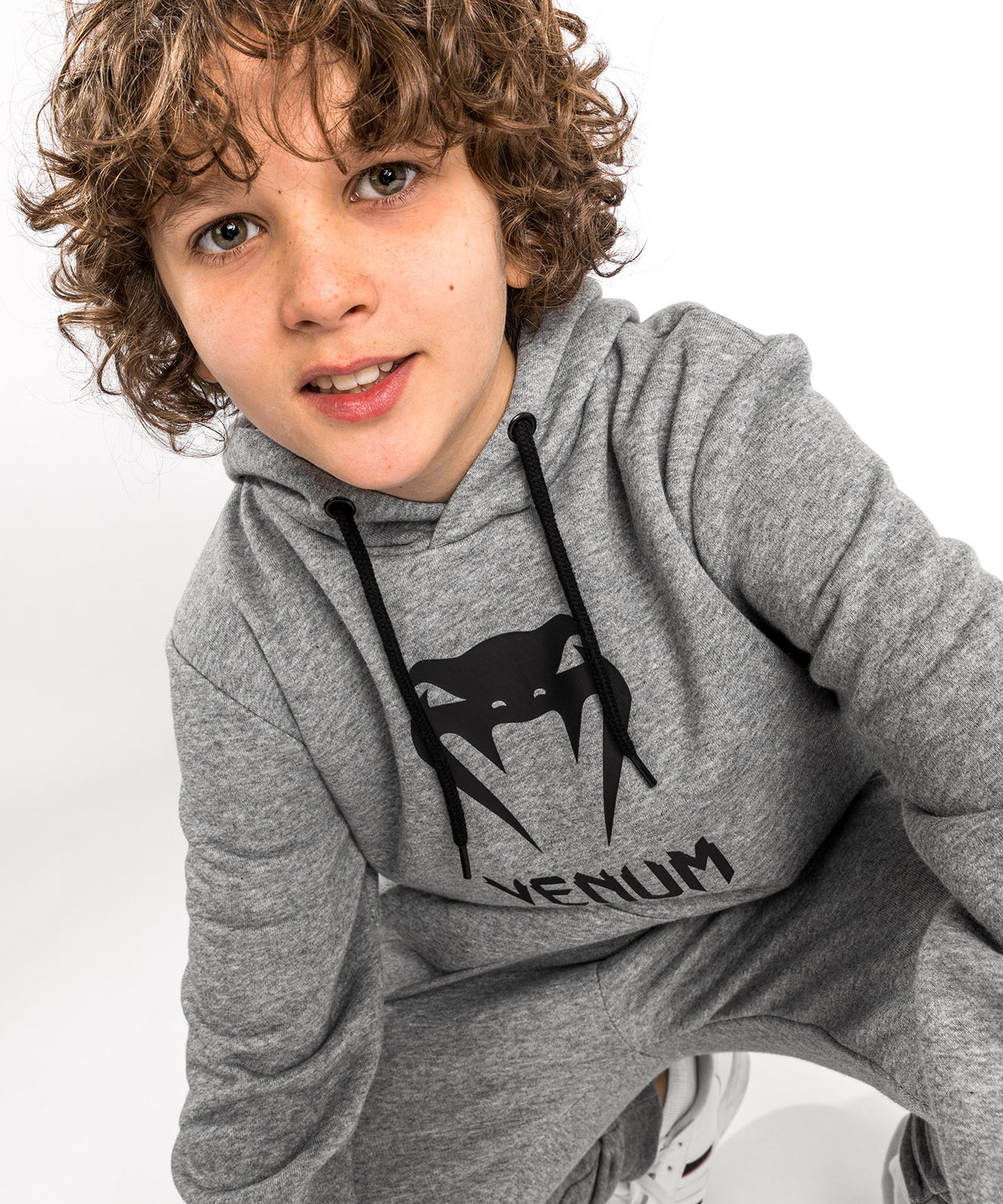 Felpa con cappuccio Venum Classic Logo - Per bambini - Grigio Mélange Chiaro
