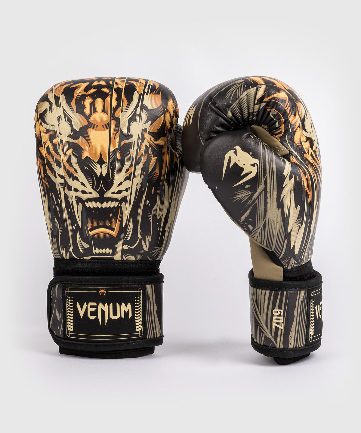 Gants de Boxe Venum Tiger pour Enfants - Noir/Orange Néon