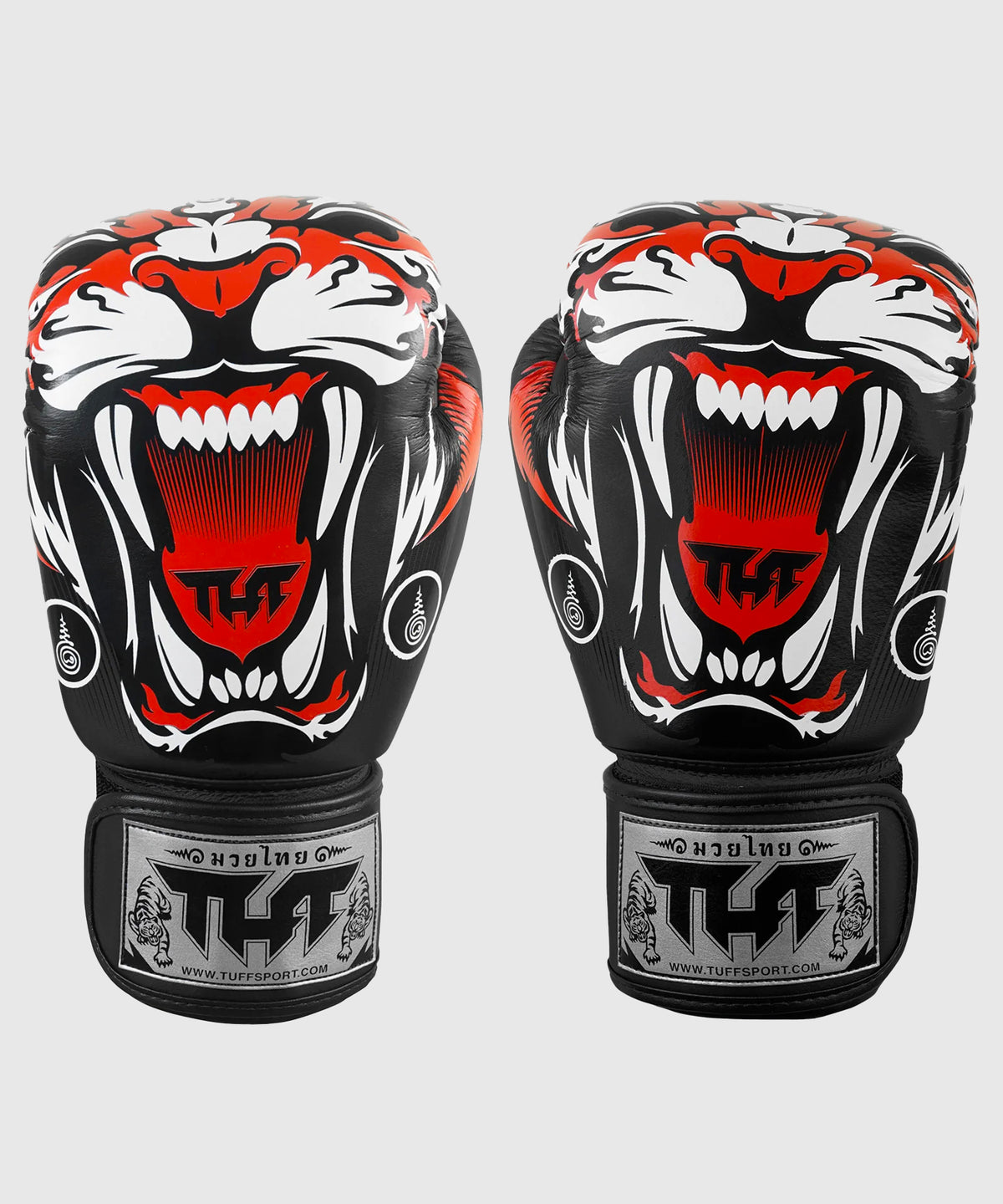 Tuff Tiger Guantes de Muay Thai de Cuero - Negro
