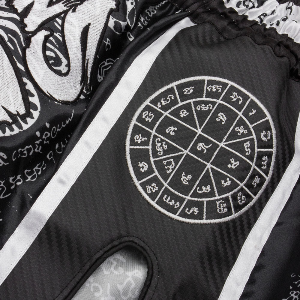 Carbon Sak Yant Tigers Muay Thai Shorts - Black