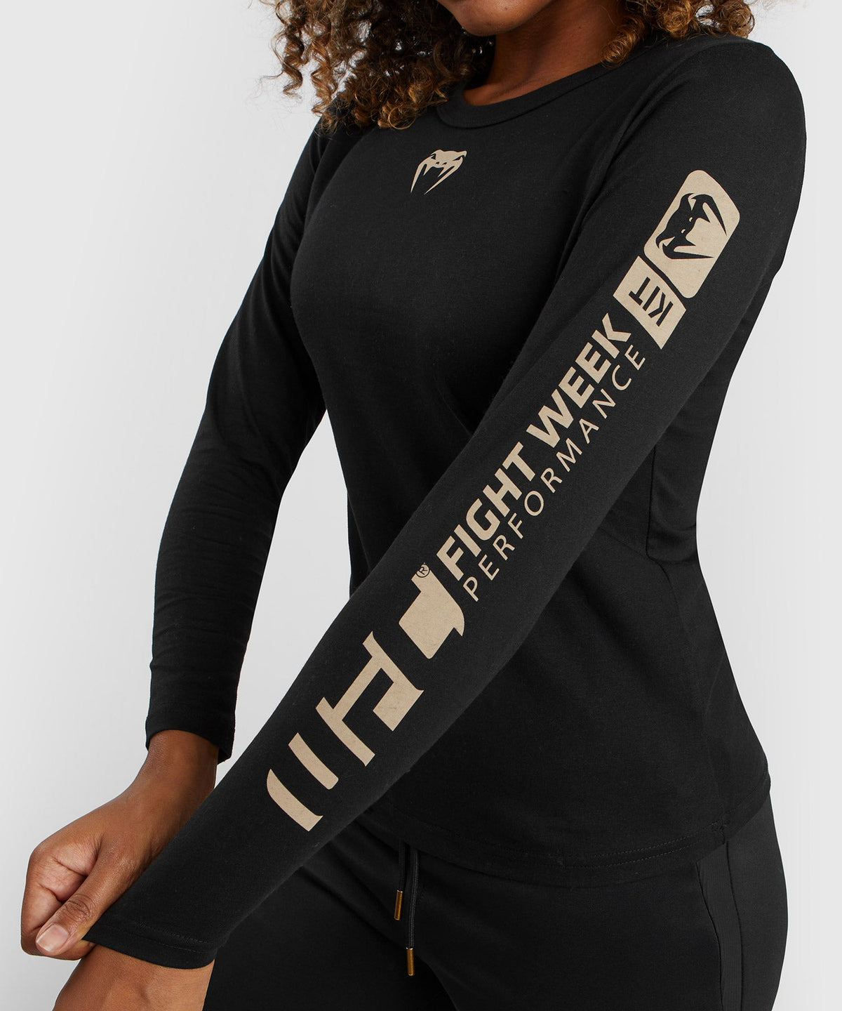 UFC Adrenaline by Venum Fight Week Langarm Baumwoll-T-Shirt für Frauen - Schwarz