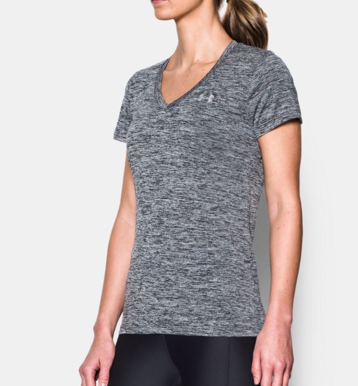 T-shirt Col V Femme Under Armour UA Tech™ Twist - Noir Chiné