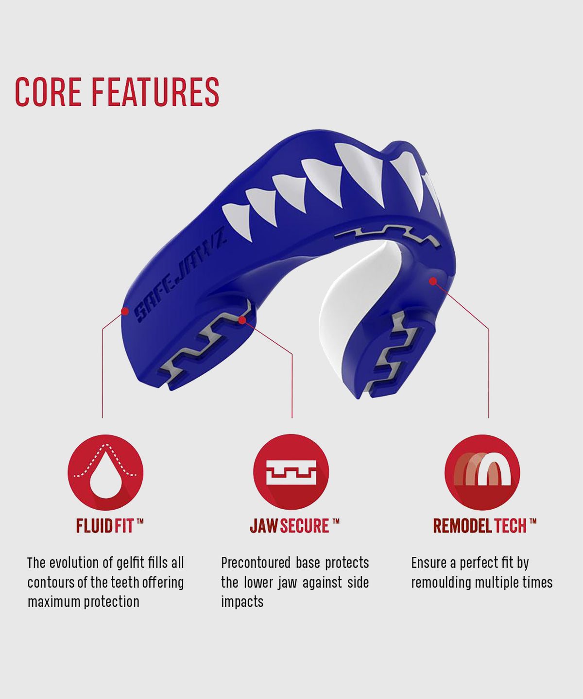 Safejawz Shark Mouthguard – Adult – Blue/White