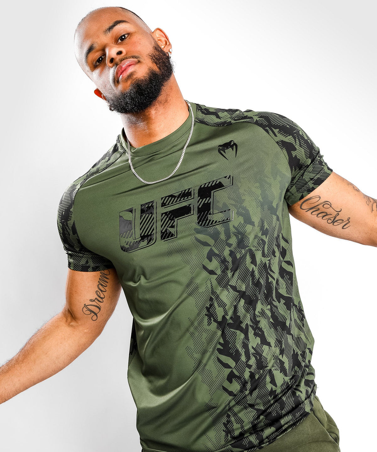 Technisches T-Shirt mit kurzen Ärmeln Mann UFC Venum Authentic Fight Week - Khaki