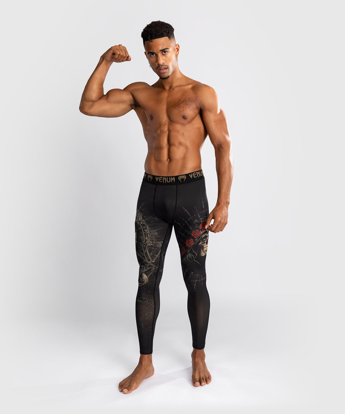 Pantalon de Compression pour Hommes Venum Santa Muerte 5.0 - Noir Profond/Or