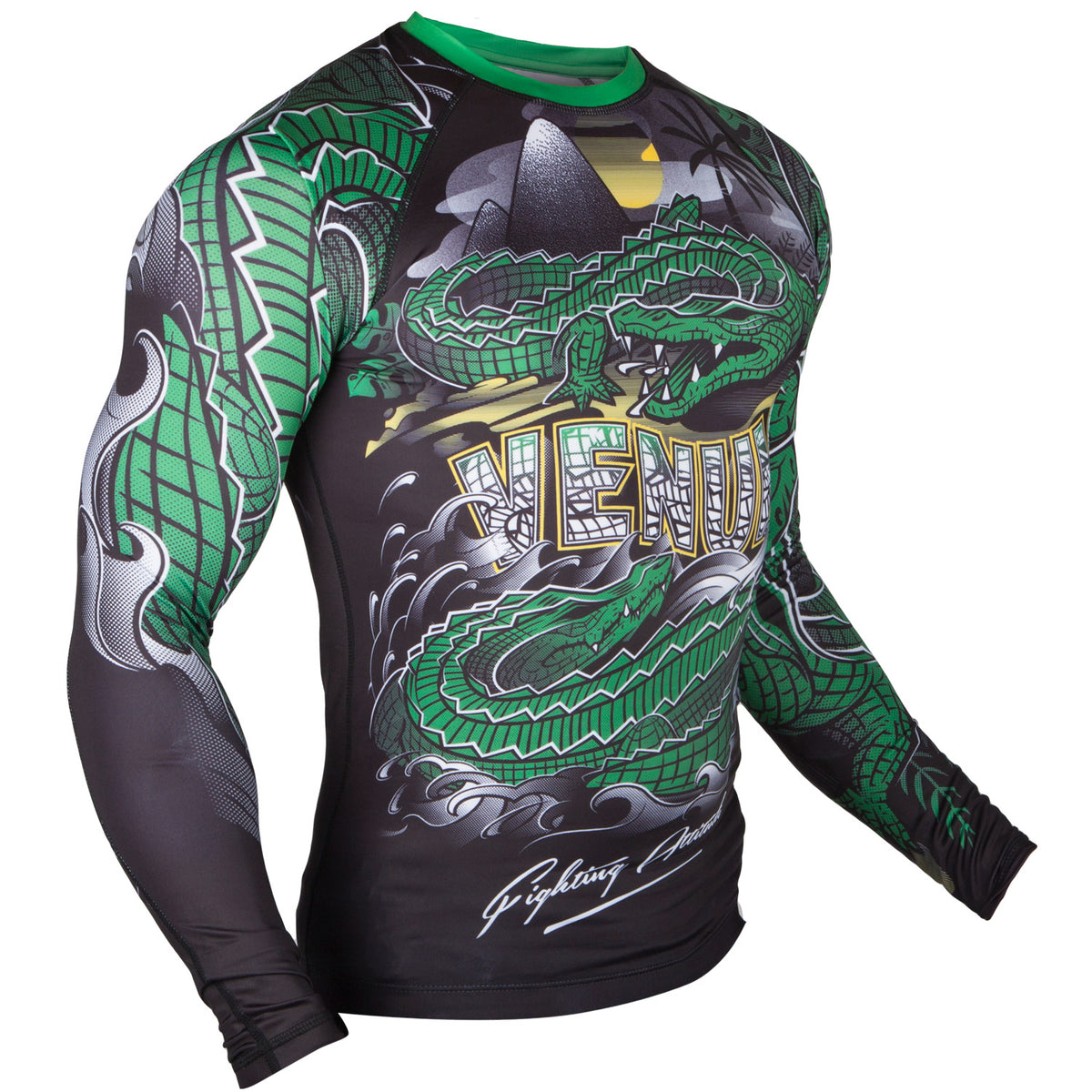 Rashguard Venum Crocodile - Negro/Verde - Mangas Largas