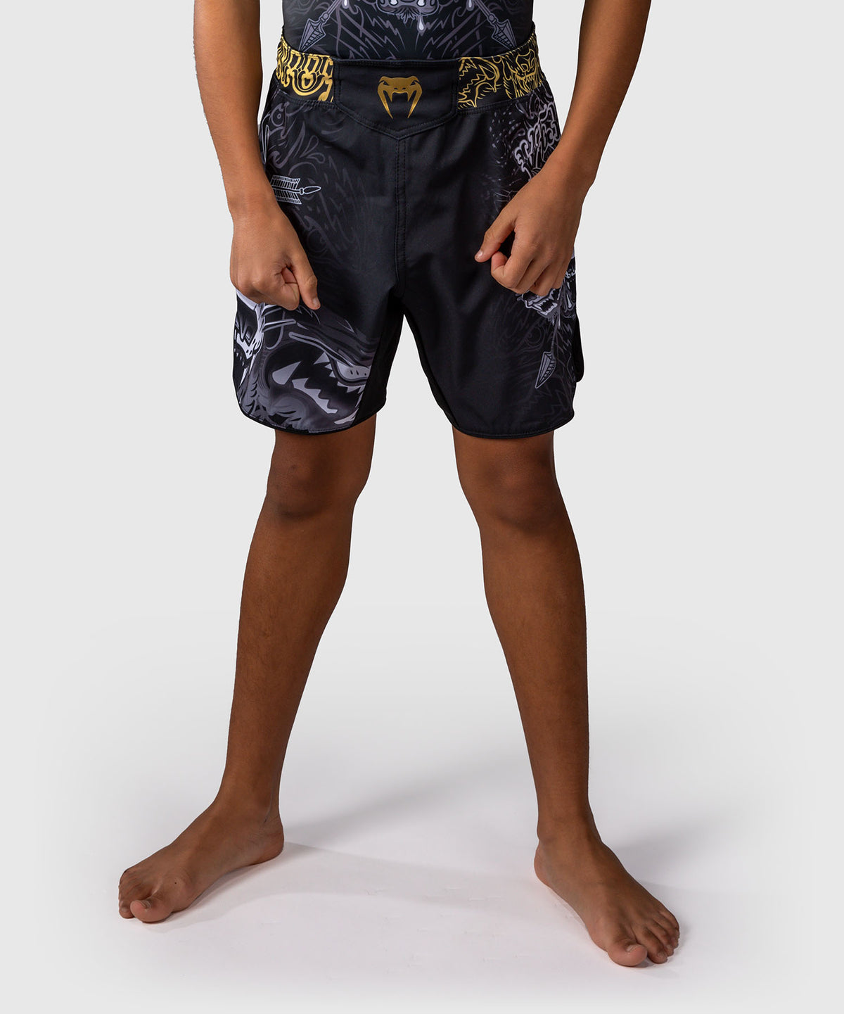 Short de Combat Pour Enfants Venum Wolf Atak – Noir/Gris