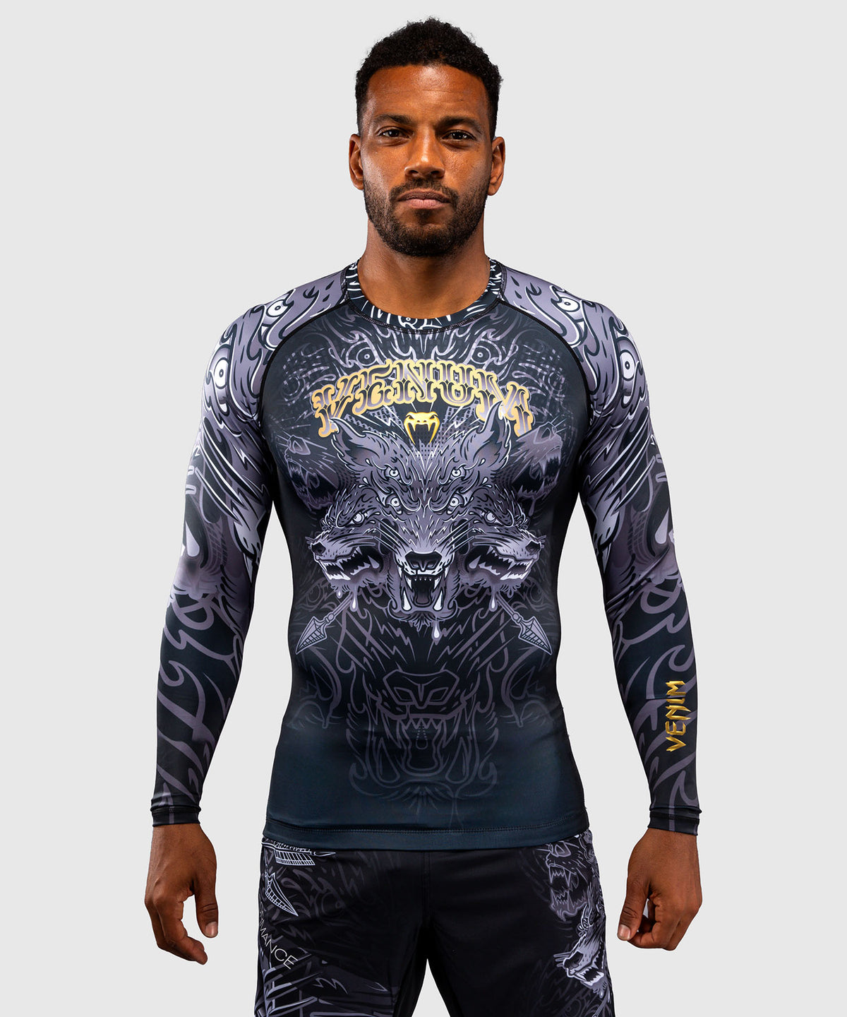 Venum Wolf Atak Rashguard a Maniche Lunghe – Nero/Grigio