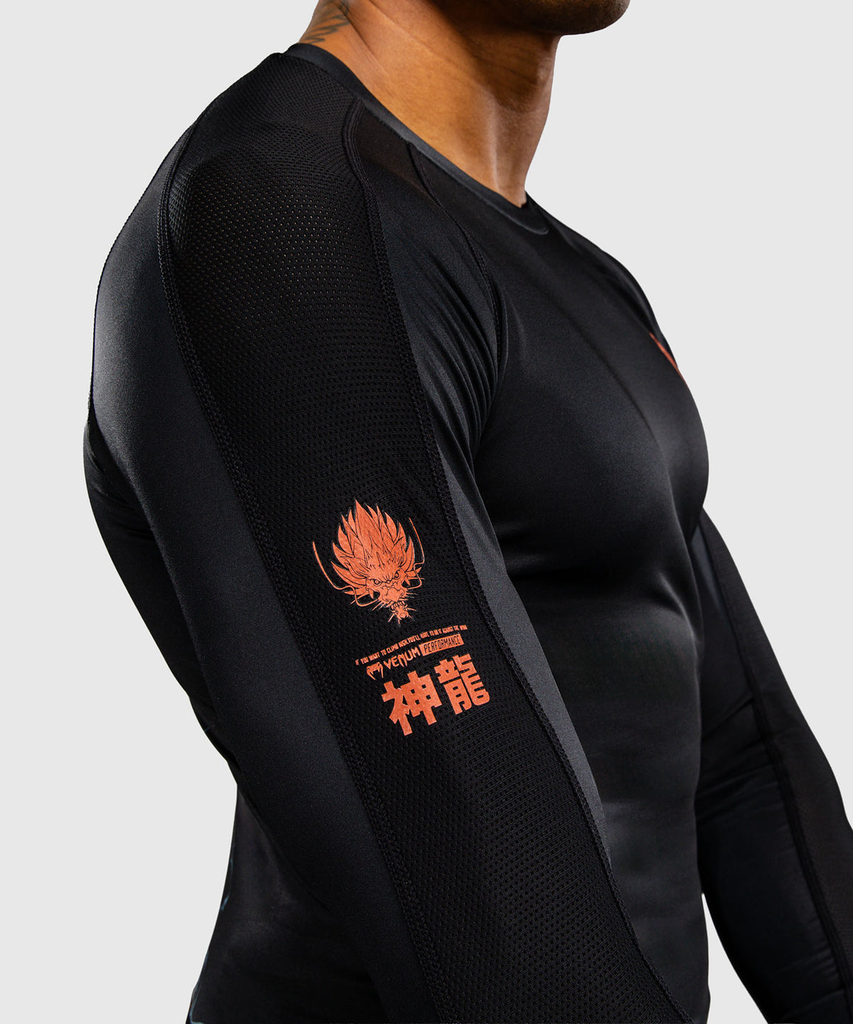 Venum Thunder Dragon Long Sleeve Rashguard - Black/Grey/Copper