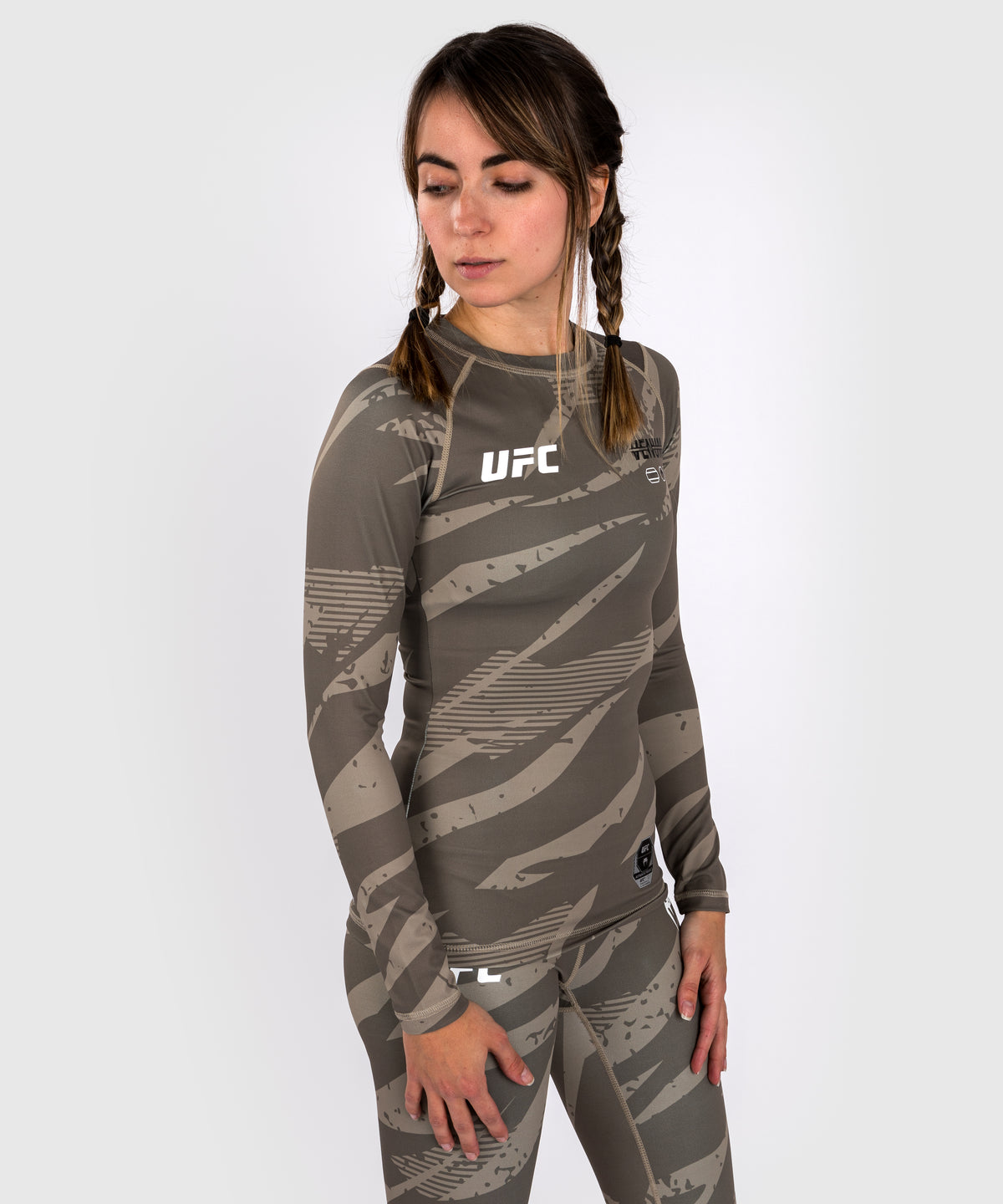 UFC Adrenaline by Venum Fight Week Women’s Performance Long Sleeve Rashguard - Desert Camo