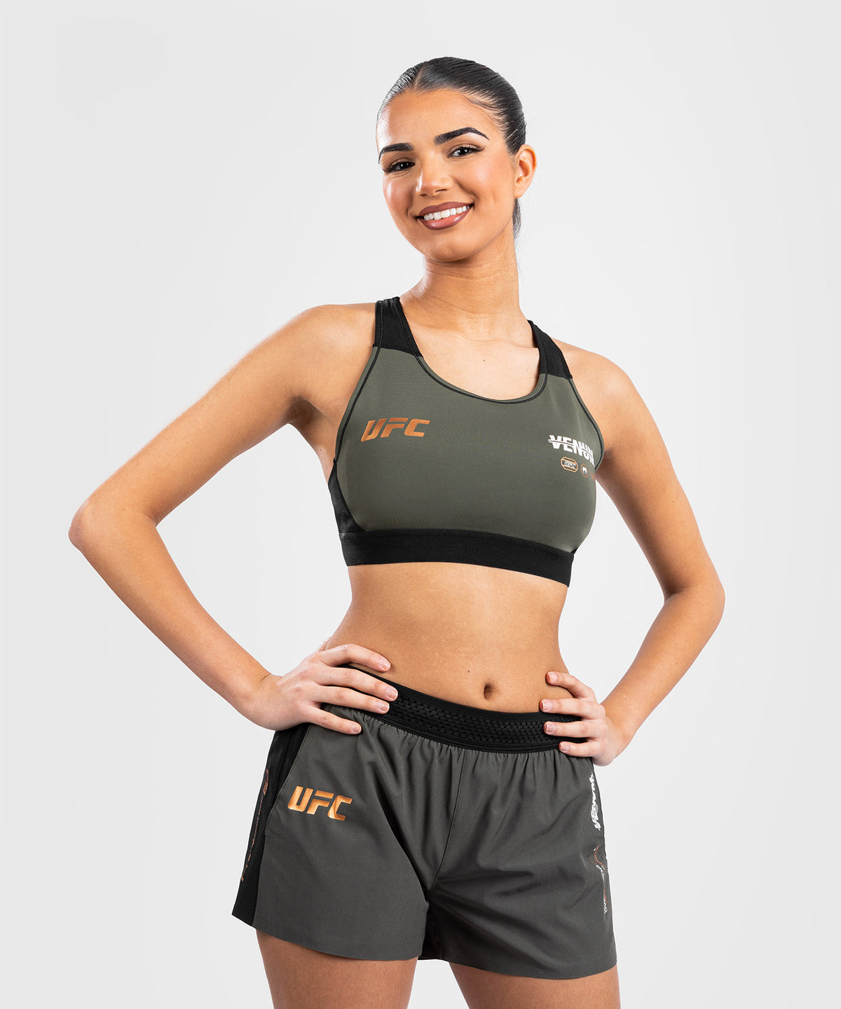 UFC Adrenaline by Venum Fight Week Sport-BH für Frauen - Khaki/Bronze