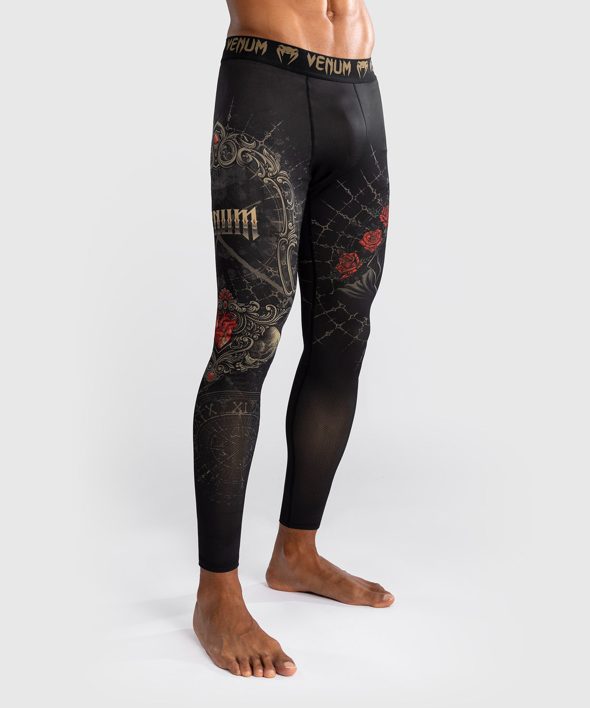 Pantalon de Compression pour Hommes Venum Santa Muerte 5.0 - Noir Profond/Or