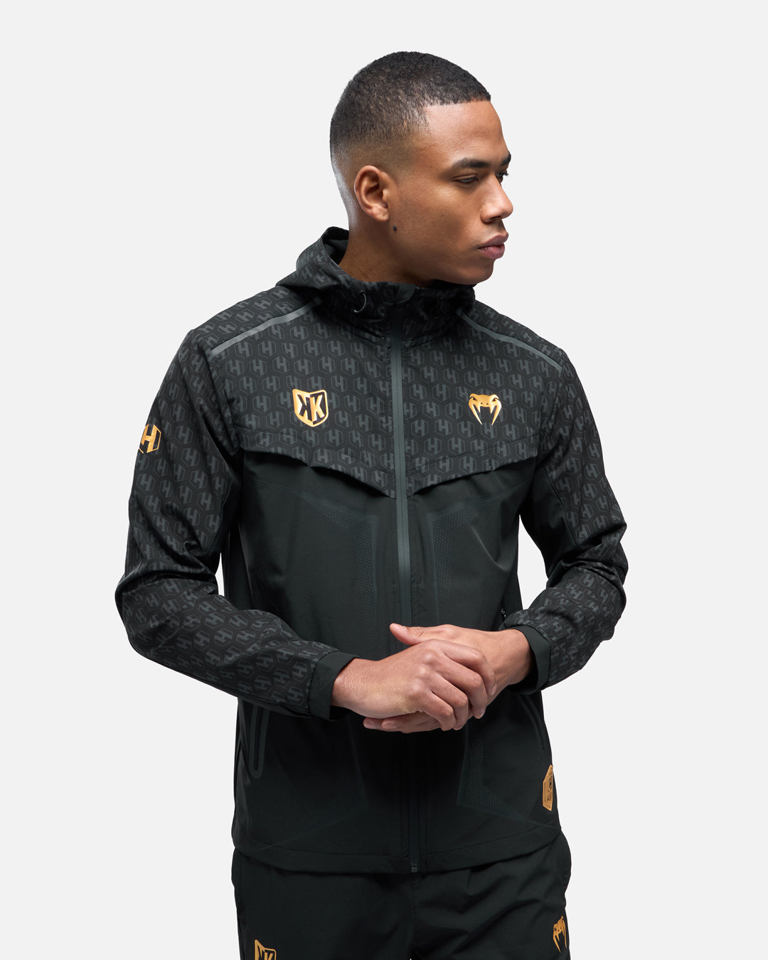 FK x Venum Hexagone MMA Komplettes Trainingsanzug-Set (Jacke + Hose) - Schwarz/Gold