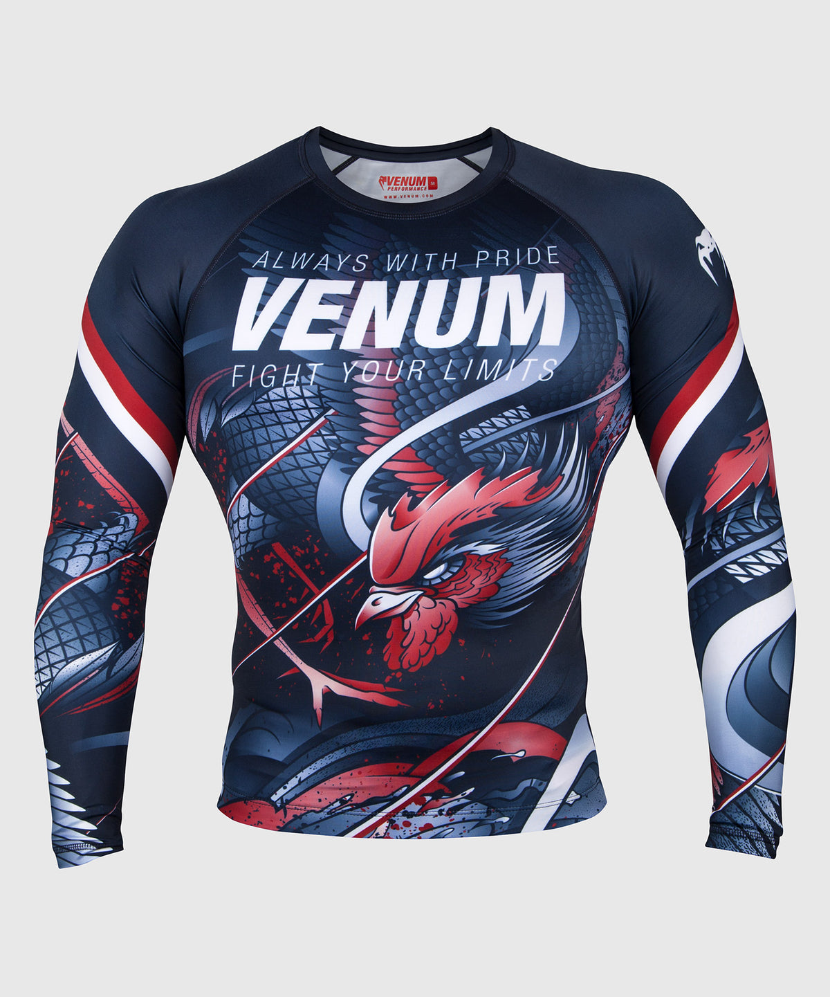 Rashguard Venum Rooster - Maniche lunghe - Blu navy/Arancione