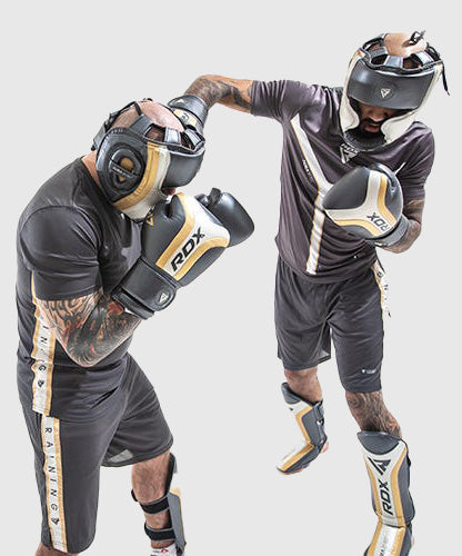 RDX Sports Aura T-17 Headgear - Black/White/Gold