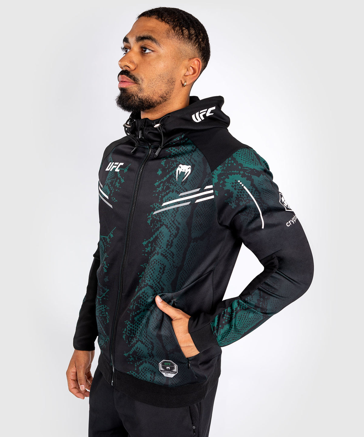 UFC Adrenaline by Venum Authentic Fight Night Felpa con cappuccio per Uomo - Emerald Edition - Verde/Nero 