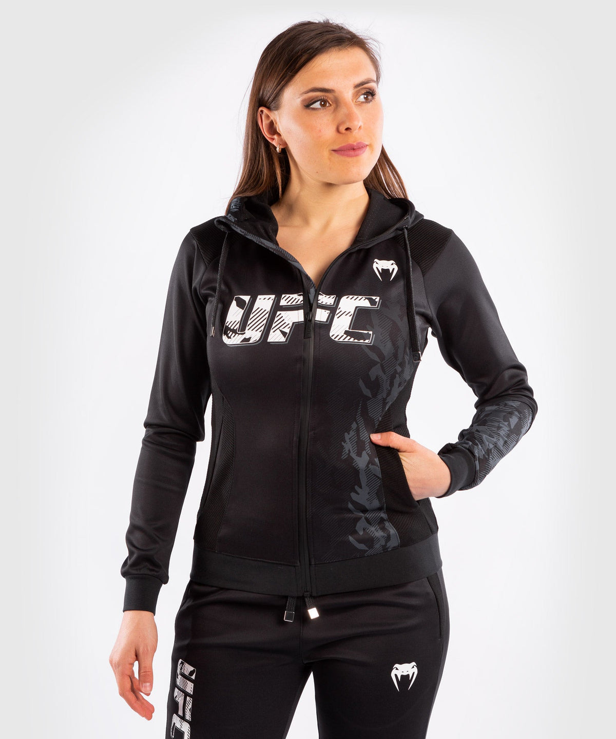 Sweatshirt Zippé Femme UFC Venum Authentic Fight Week - Noir