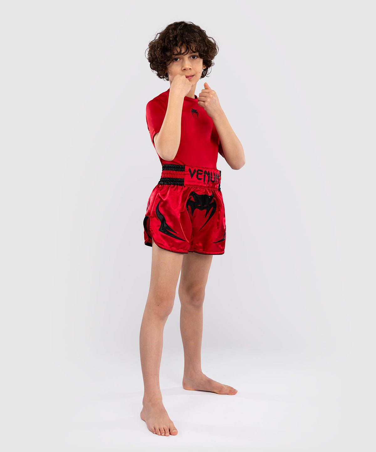 Short de Muay Thaï Venum Inferno pour Enfants - Rouge Cerise