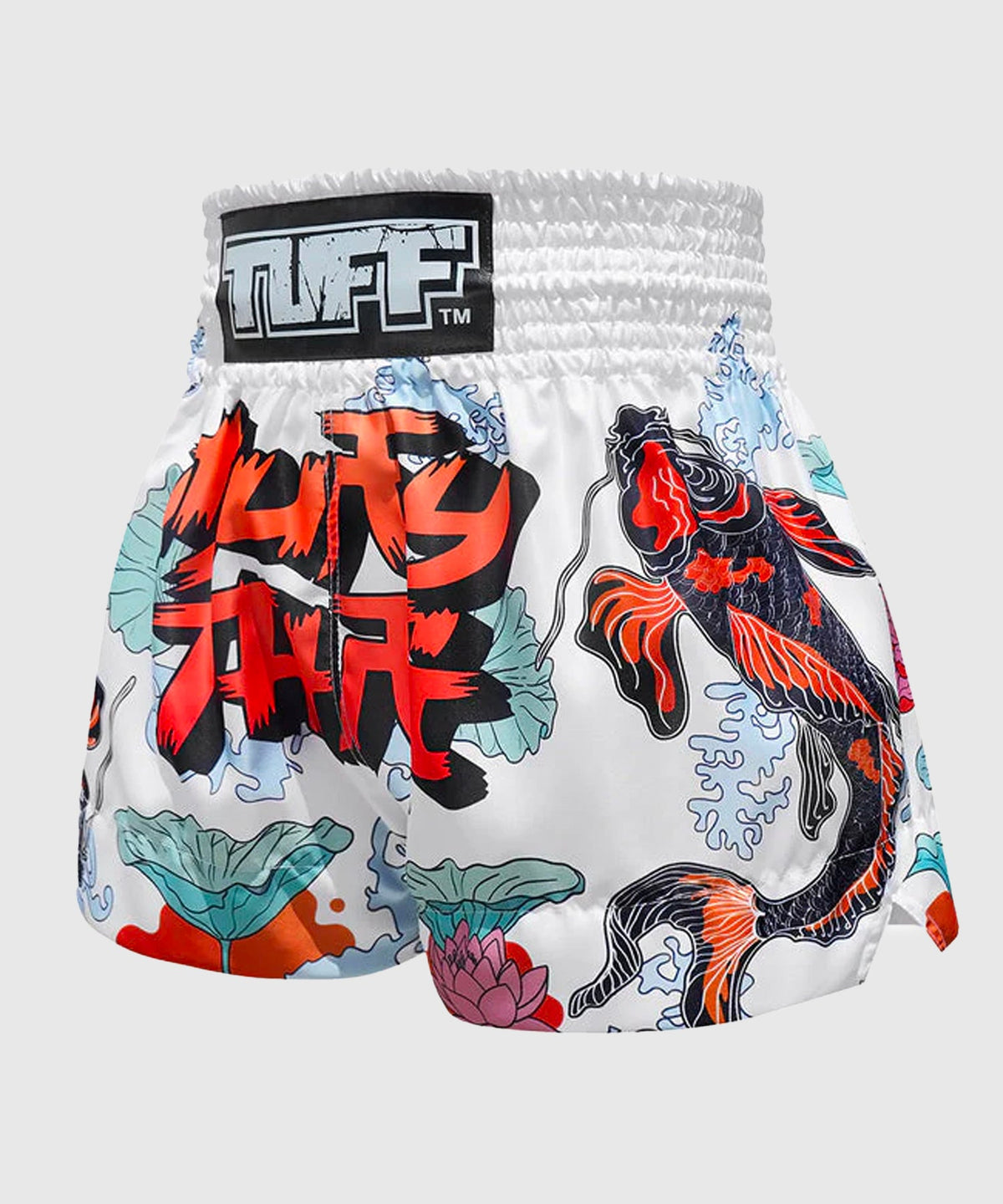 Tuff Japanese Koi Fish Muay Thai Shorts - Weiß