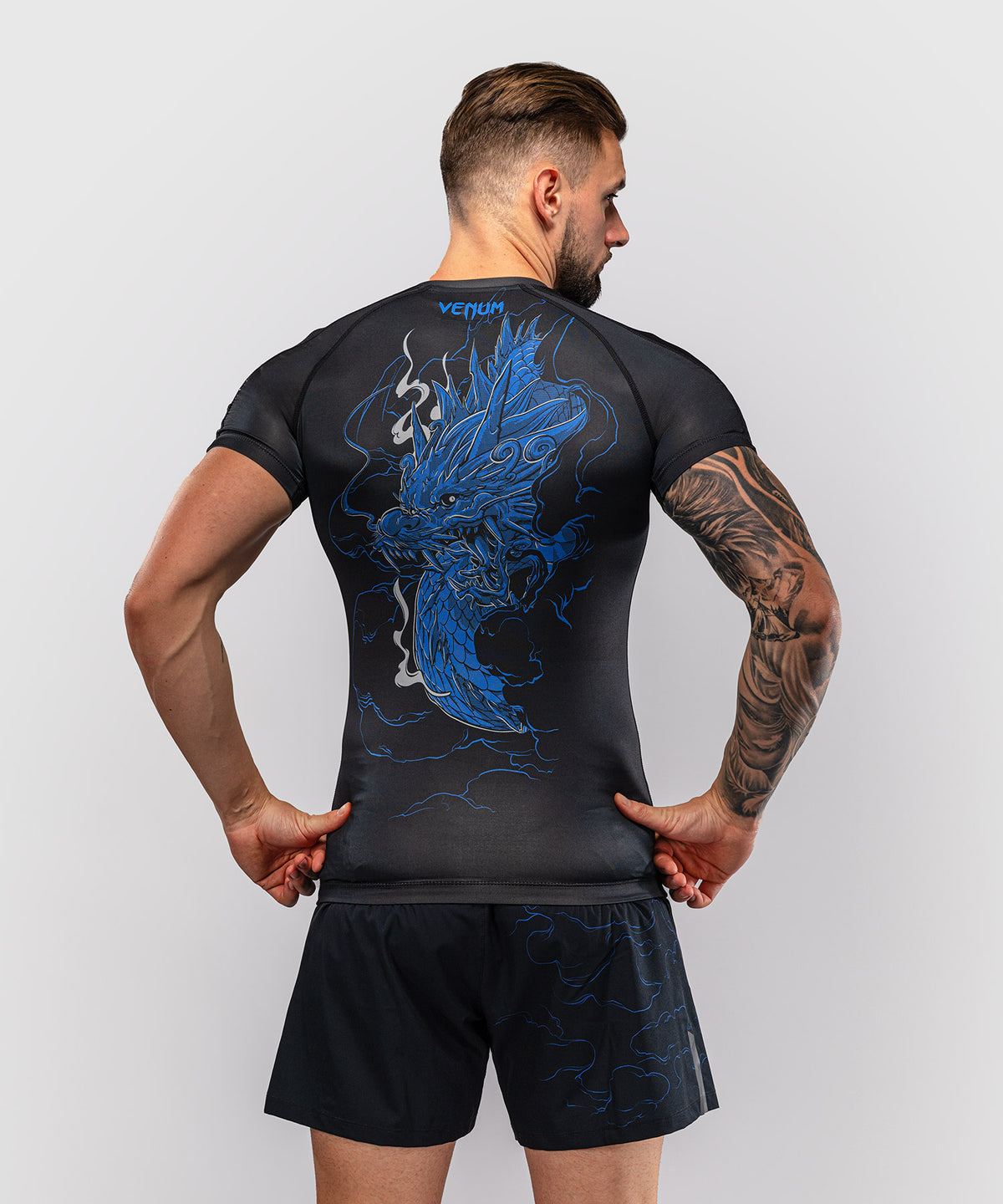 Venum Thunder Dragon Rashguard Manga Corta – Negro/Azul Real