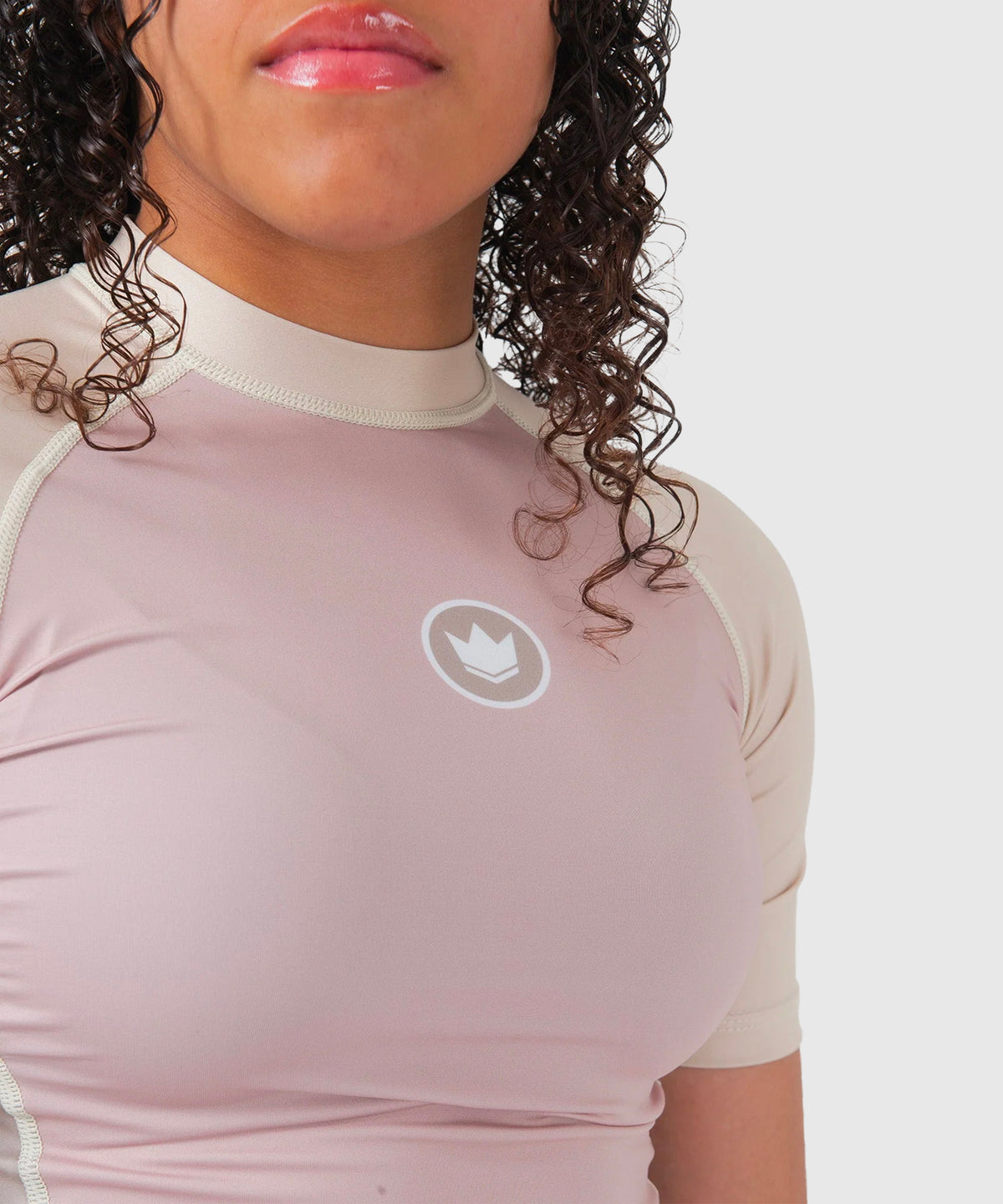 Kingz Terra Damen Kurzarm-Rashguard - Rosa/Beige