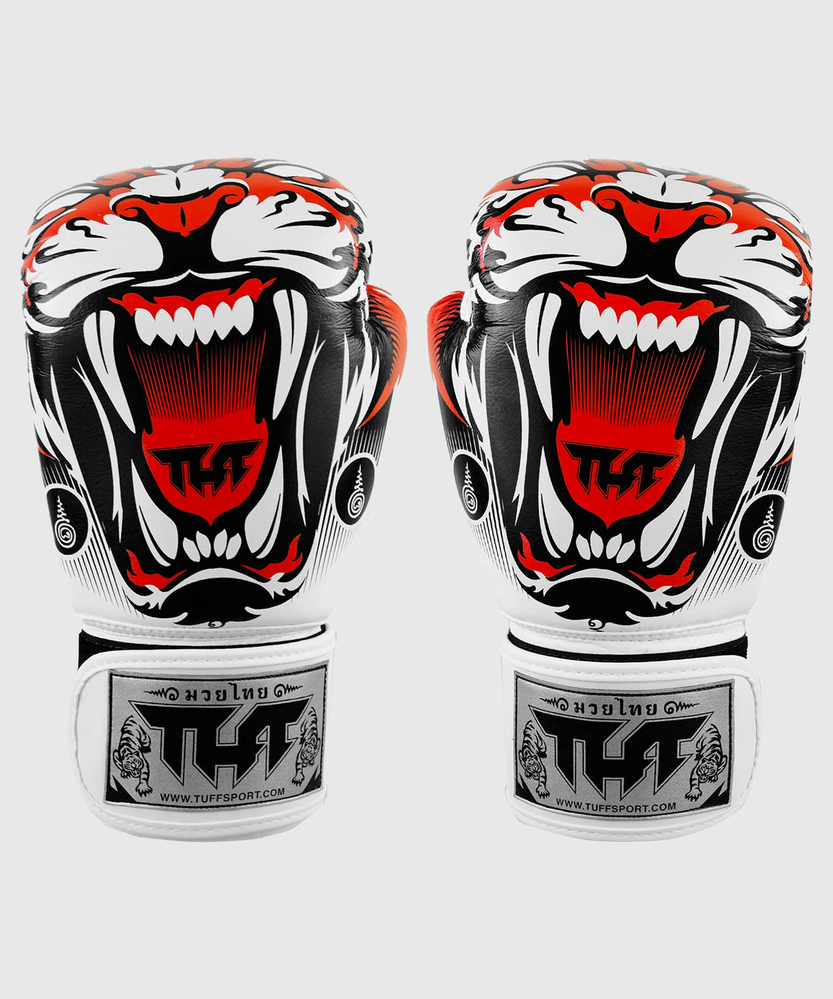 Tuff Tiger Leather Muay Thai Gloves - White