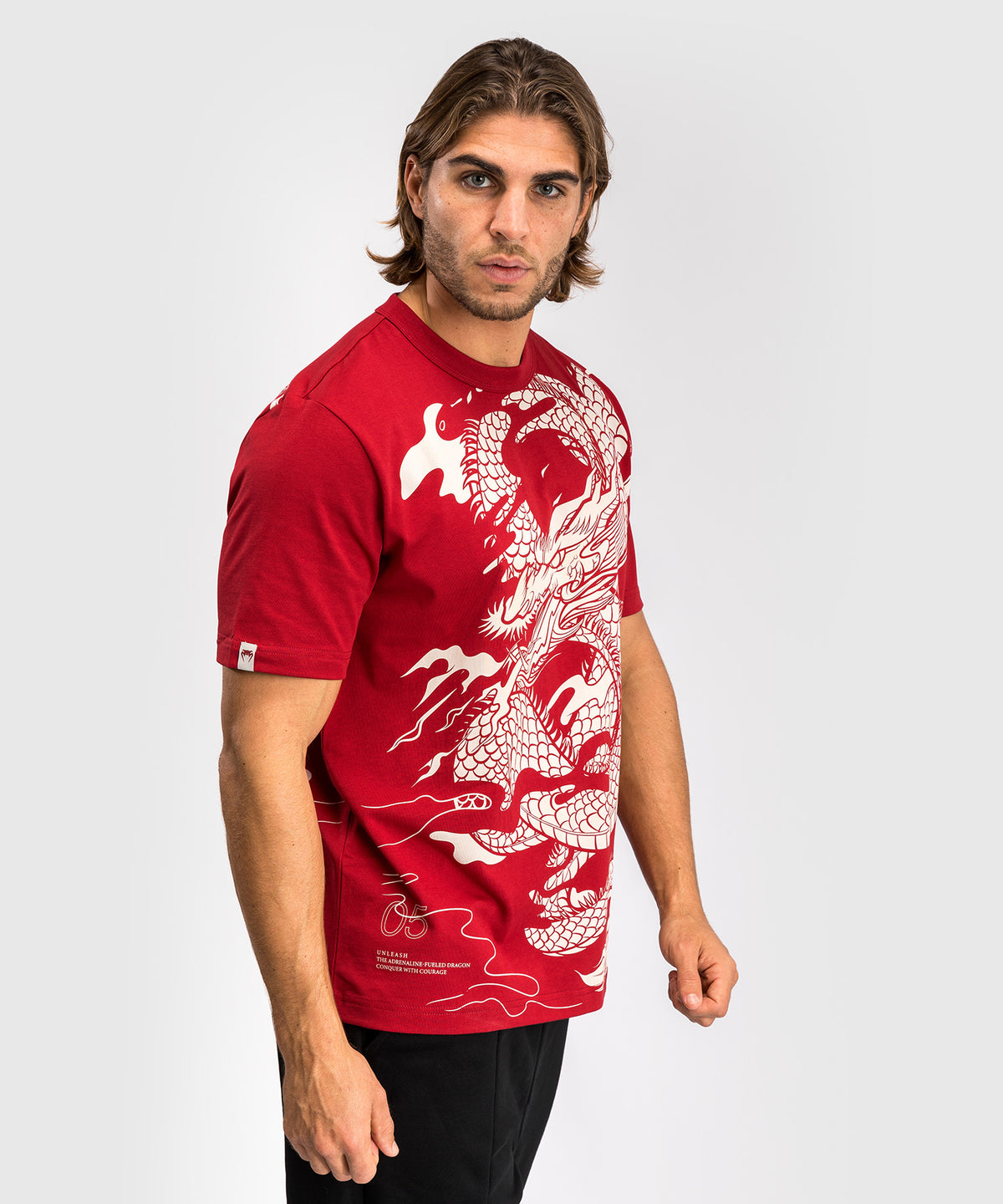 Venum Dragon’s Flight Herren T-Shirt - Kirschrot/Cremeweiß