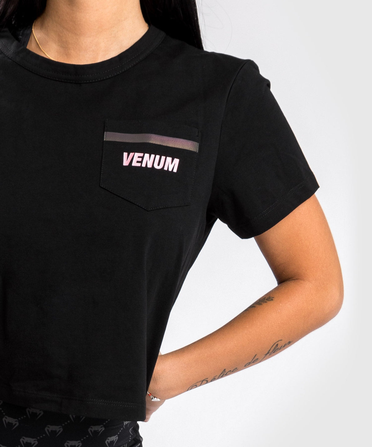 T-shirt Venum Pink Pocket- For Women - Black/Pink Gold