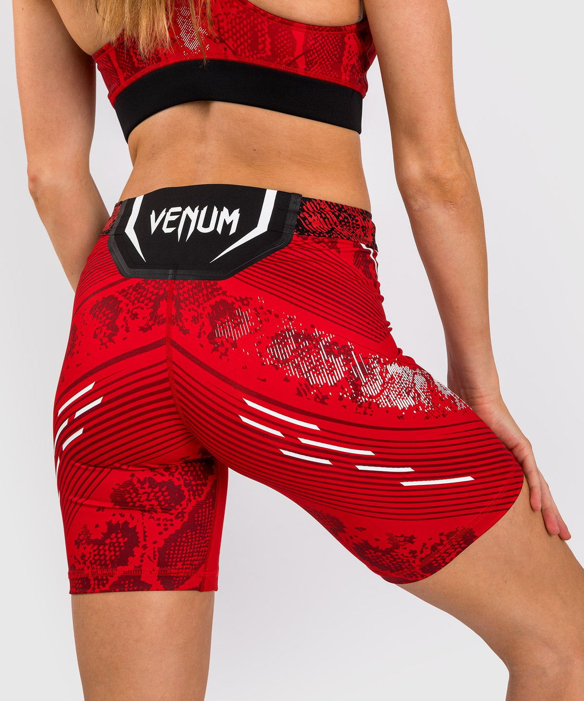 UFC Women's Long Fit Compression Short Adrenaline by Venum Authentic Fight Night - Red