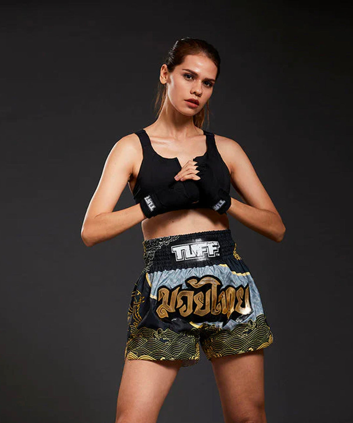 Short de Muay Thai Tuff Waree Kunchorn - Noir