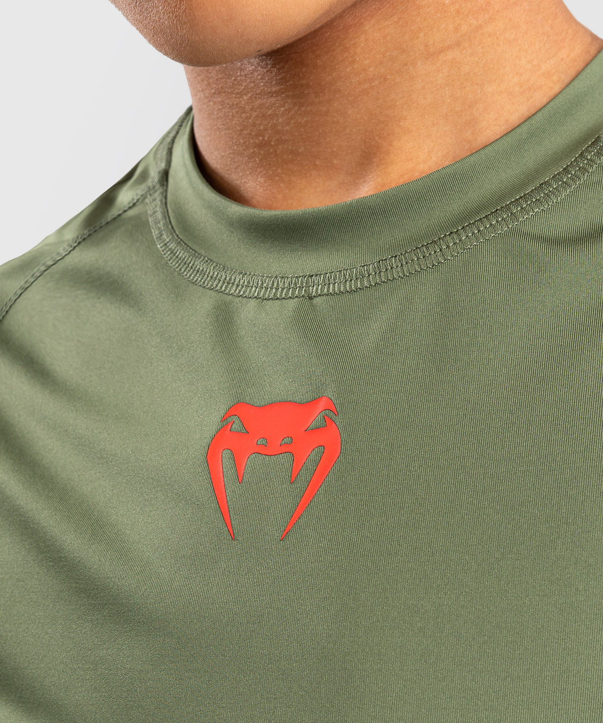 Venum Contender Rashguards Manga Larga para Niños - Verde Ejército/Naranja