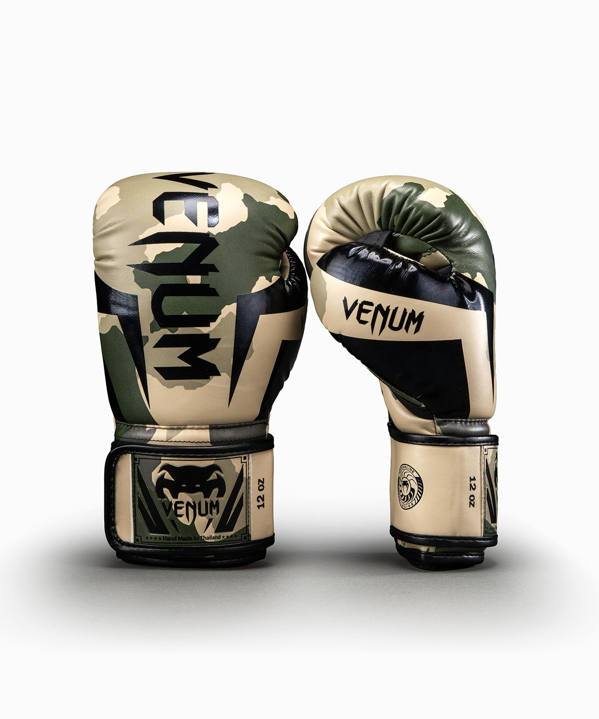 Venum Elite Camo Boxing Gloves - Khaki/ Off-White