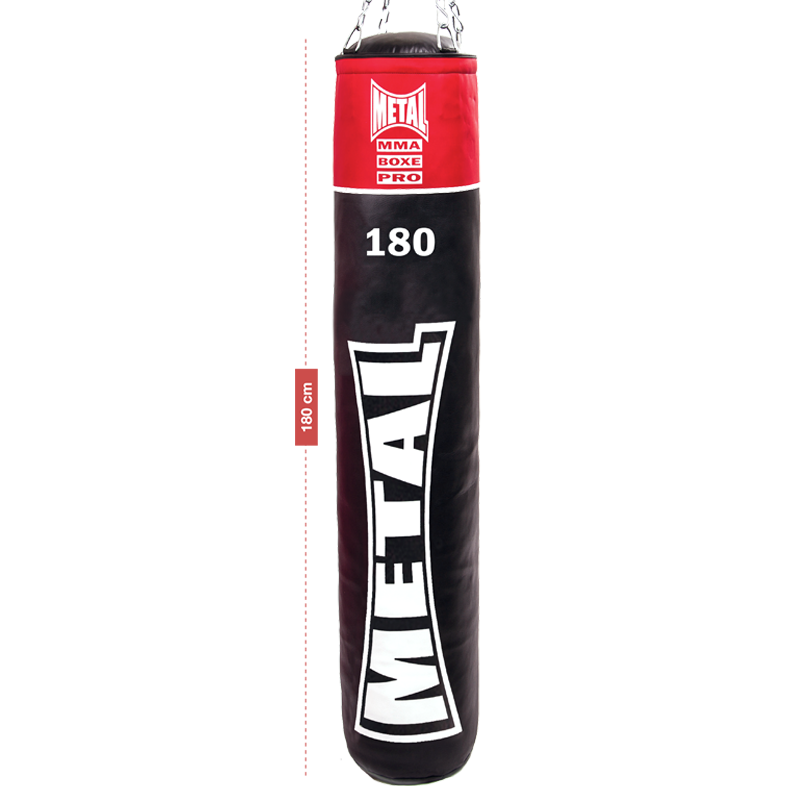 Metal Boxe Boxsack Gefüllt PU 180cm - Schwarz/Rot