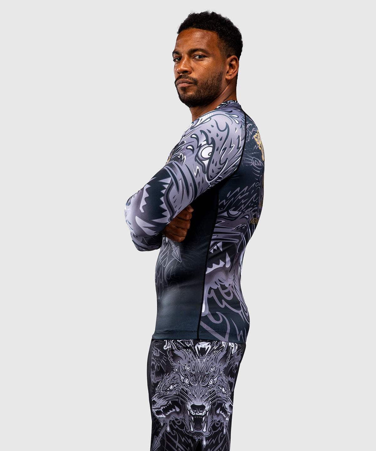 Venum Wolf Atak Rashguard a Maniche Lunghe – Nero/Grigio